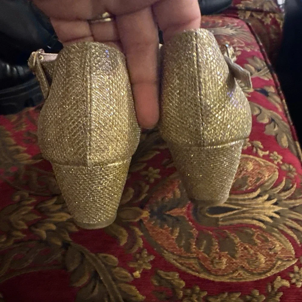 Girls  Link Sparkle Glitter Jeweled Wedge Heel Sandals Set  Size 4